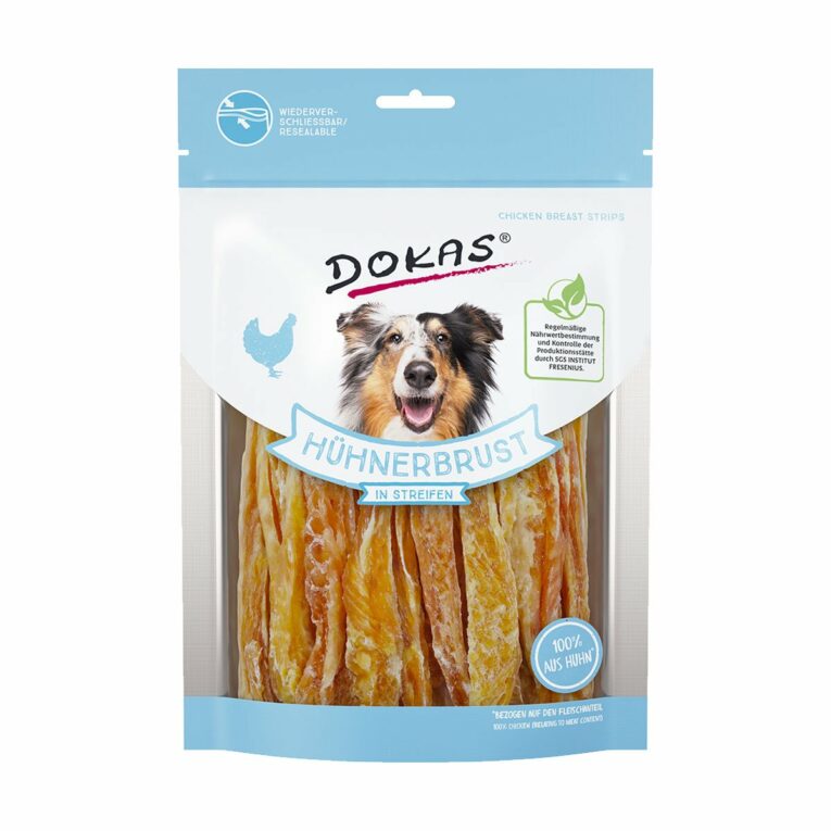 Günstig Dokas Hundesnack Hühnerbrust in Streifen 250g i mPreisvergleich in unserem Onlineshop auf Hundeliebe-shop.de kaufen.