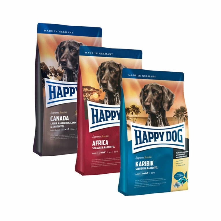 Günstig Happy Dog Mixpaket getreidefrei 3x4kg i mPreisvergleich in unserem Onlineshop auf Hundeliebe-shop.de kaufen.
