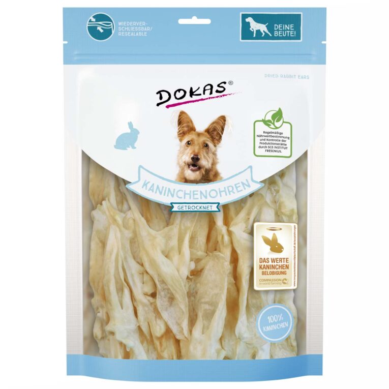 Günstig Dokas Kaninchenohren ohne Fell getrocknet 5×180 g i mPreisvergleich in unserem Onlineshop auf Hundeliebe-shop.de kaufen.