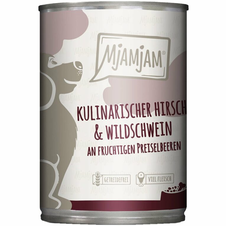 Günstig MjAMjAM kulinarischer Hirsch&Wildschwein an Preiselbeeren 6x400g i mPreisvergleich in unserem Onlineshop auf Hundeliebe-shop.de kaufen.