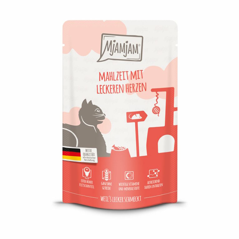 Günstig MjAMjAM Quetschie Mahlzeit mit leckeren Herzen 48x125g i mPreisvergleich in unserem Onlineshop auf Hundeliebe-shop.de kaufen.