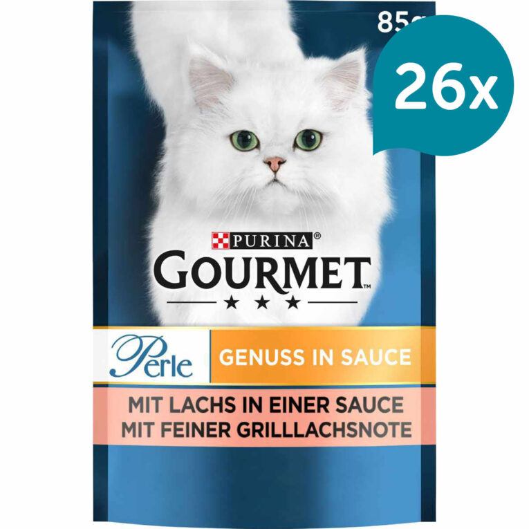 Günstig GOURMET Perle Genuss in Sauce mit Lachs 26x85g i mPreisvergleich in unserem Onlineshop auf Hundeliebe-shop.de kaufen.