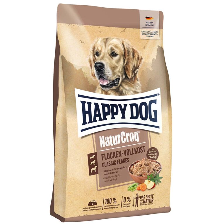 Günstig Happy Dog Premium NaturCroq Flocken Vollkost 2×10 kg i mPreisvergleich in unserem Onlineshop auf Hundeliebe-shop.de kaufen.