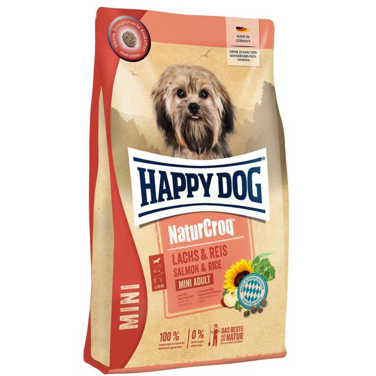 Günstig Happy Dog NaturCroq Mini Lachs & Reis 800g i mPreisvergleich in unserem Onlineshop auf Hundeliebe-shop.de kaufen.