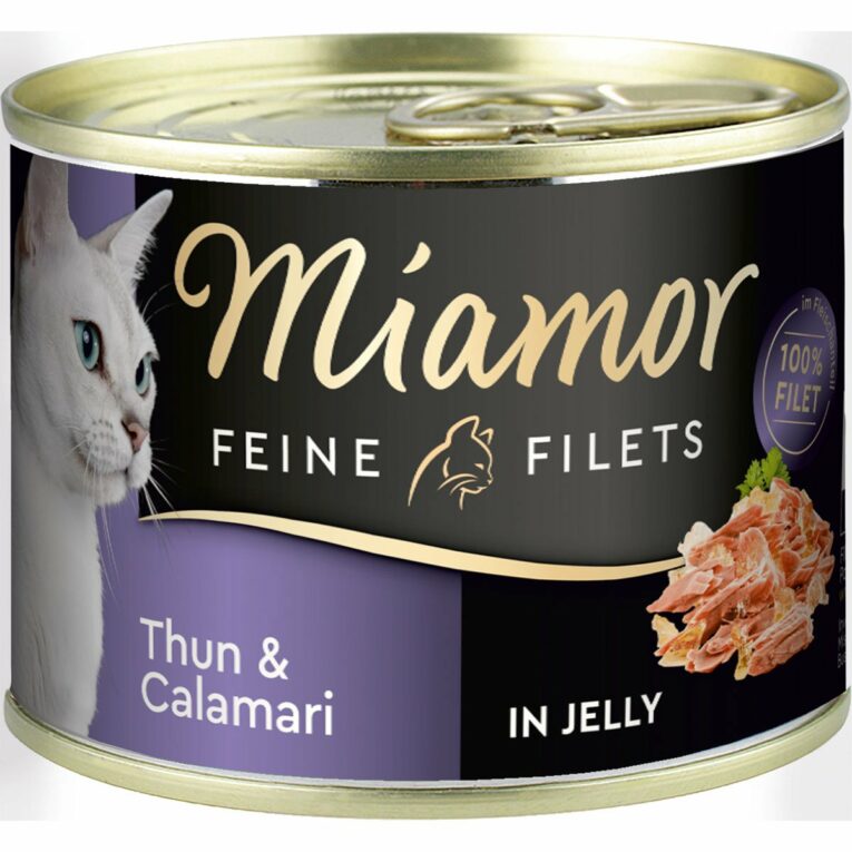 Günstig Miamor Katzen-Nassfutter Feine Filets in Jelly Thunfisch und Calamari 24x185g i mPreisvergleich in unserem Onlineshop auf Hundeliebe-shop.de kaufen.