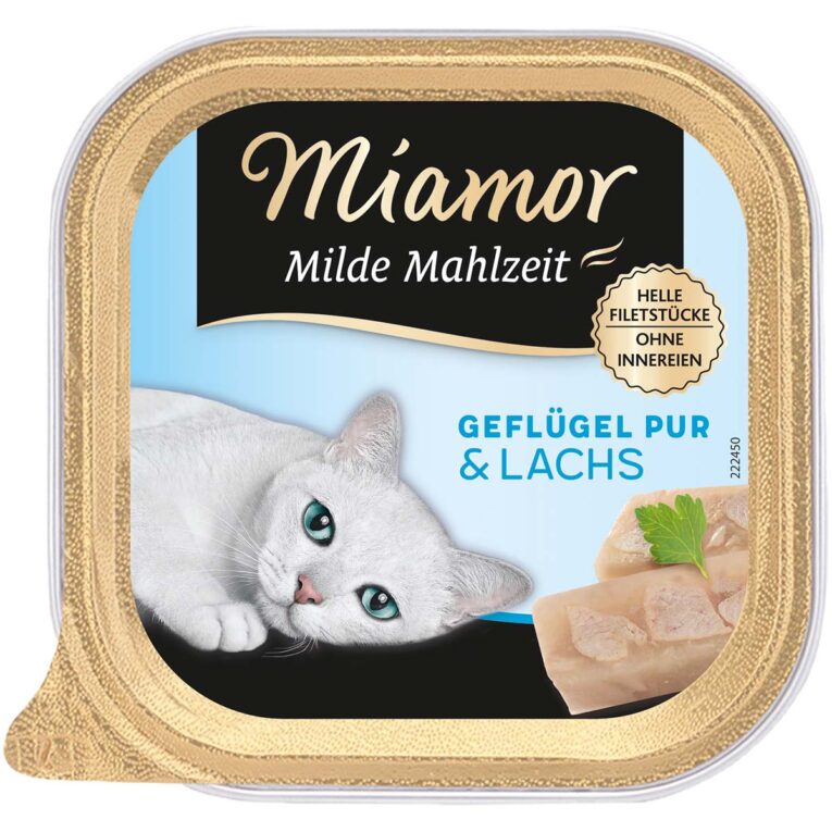 Günstig Miamor Milde Mahlzeit Geflügel Pur & Lachs 32x100g i mPreisvergleich in unserem Onlineshop auf Hundeliebe-shop.de kaufen.