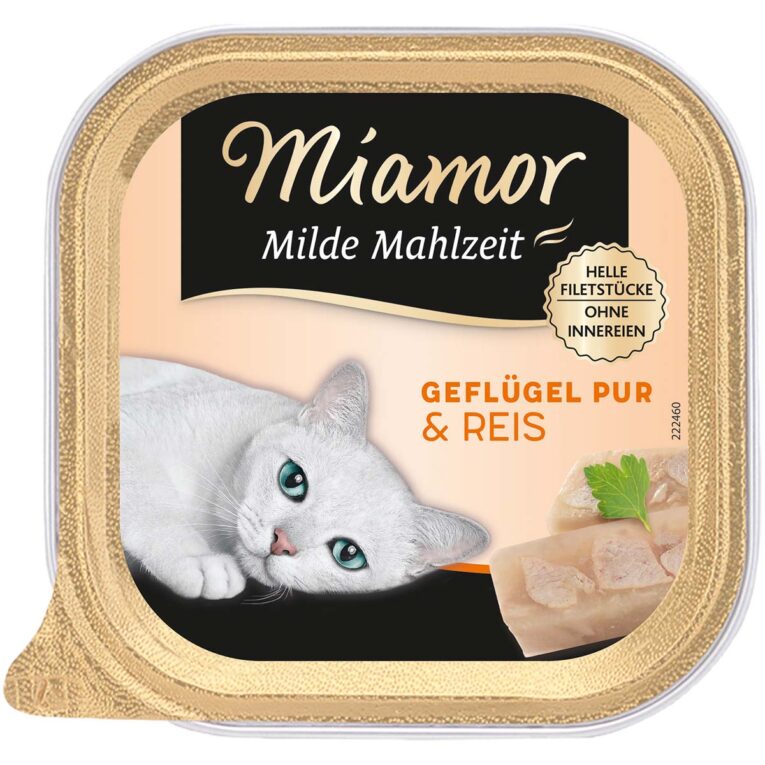 Günstig Miamor Milde Mahlzeit Geflügel Pur & Reis 32x100g i mPreisvergleich in unserem Onlineshop auf Hundeliebe-shop.de kaufen.