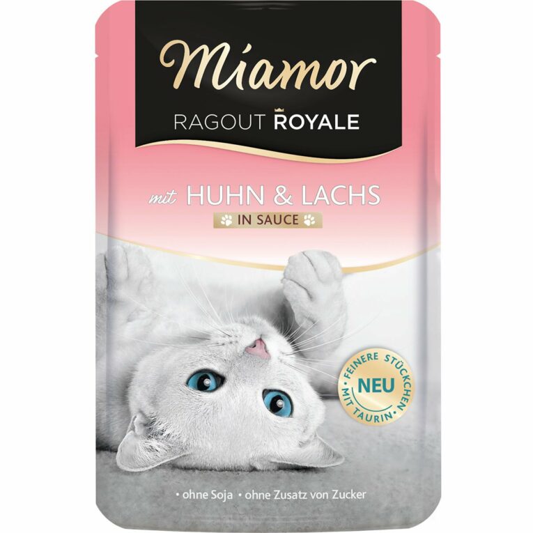 Günstig Miamor Ragout Royale Huhn & Lachs in Sauce 44x100g i mPreisvergleich in unserem Onlineshop auf Hundeliebe-shop.de kaufen.