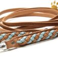 Hundeleine aus Leder Empire Double Blue-Cognac