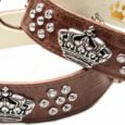 Hundehalsband Crown Deluxe Kroko Braun