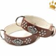 Hundehalsband Crown Deluxe Kroko Braun