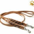 Hundeleine aus Leder Empire Double Cognac-Schwarz