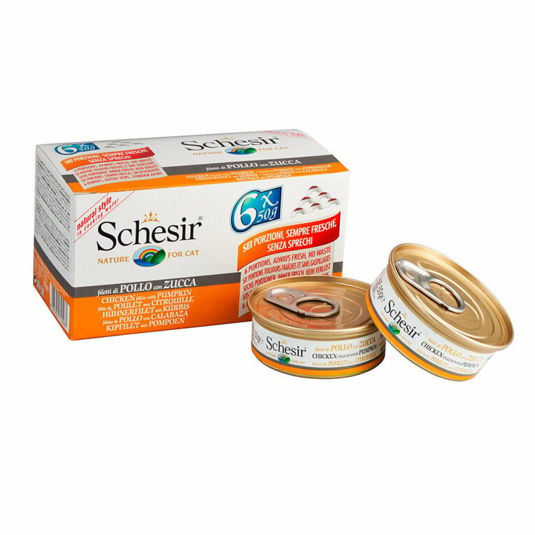 Günstig Schesir Cat Natural Huhn mit Kürbis Multipack 6x50g i mPreisvergleich in unserem Onlineshop auf Hundeliebe-shop.de kaufen.