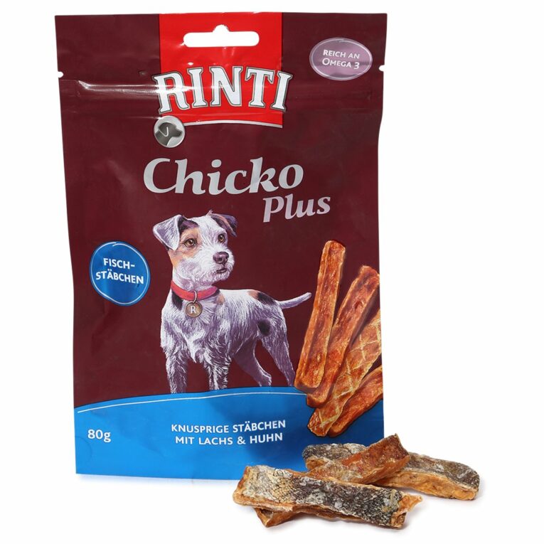 Günstig RINTI Extra Chicko Plus Fischstäbchen mit Lachs & Huhn 80g i mPreisvergleich in unserem Onlineshop auf Hundeliebe-shop.de kaufen.