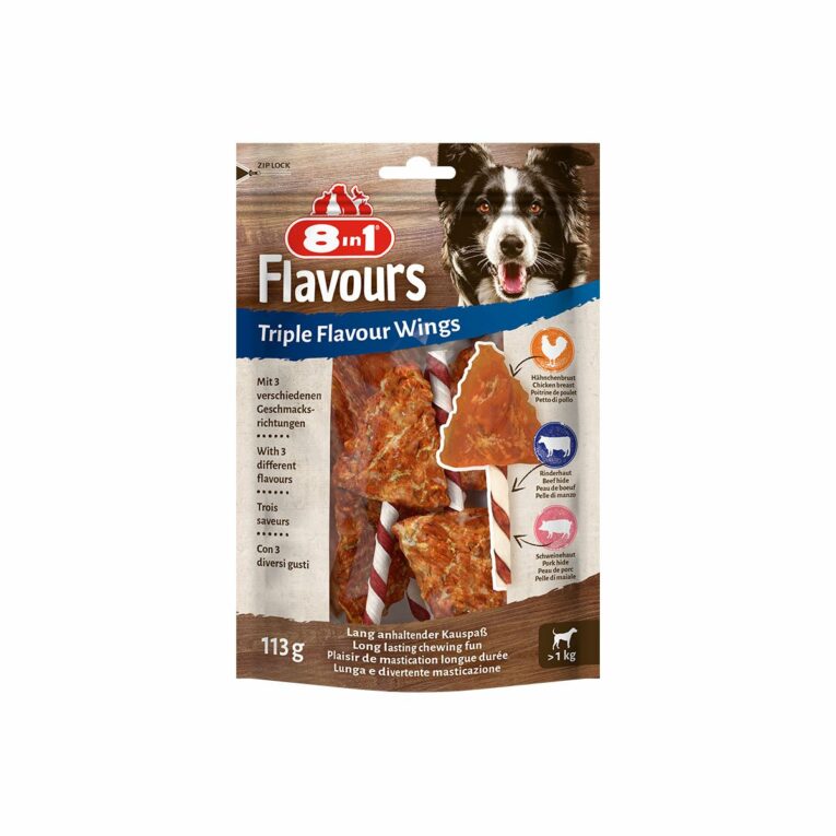 Günstig 8in1 Triple Flavour Wings 6×6 Stück i mPreisvergleich in unserem Onlineshop auf Hundeliebe-shop.de kaufen.
