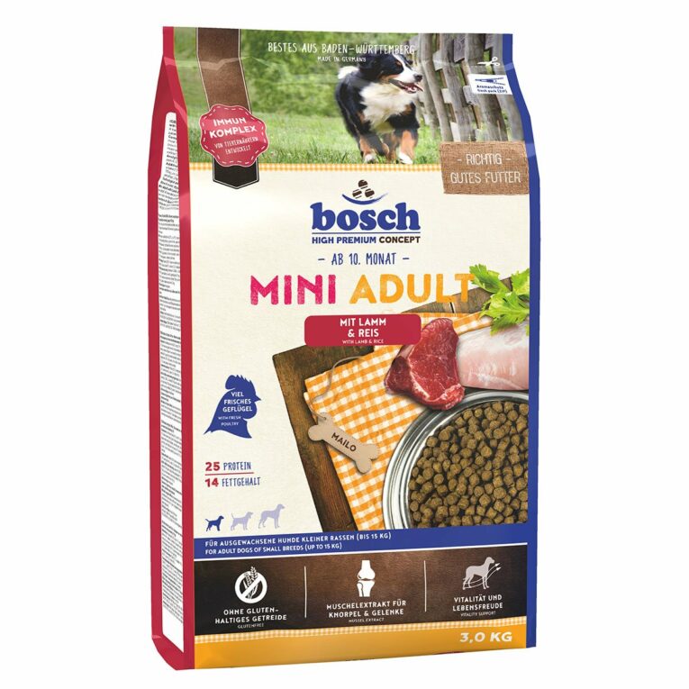 Günstig Bosch Hundefutter Mini Adult Lamm & Reis 3kg i mPreisvergleich in unserem Onlineshop auf Hundeliebe-shop.de kaufen.