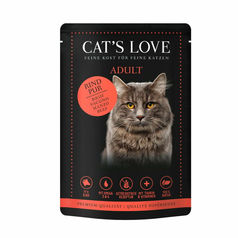 Günstig Cat’s Love Nassfutter Rind Pur mit Distelöl & Löwenzahn 12x85g i mPreisvergleich in unserem Onlineshop auf Hundeliebe-shop.de kaufen.