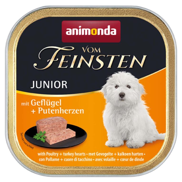 Günstig animonda vom Feinsten Junior Gefl und Putenherzen 22x150g i mPreisvergleich in unserem Onlineshop auf Hundeliebe-shop.de kaufen.