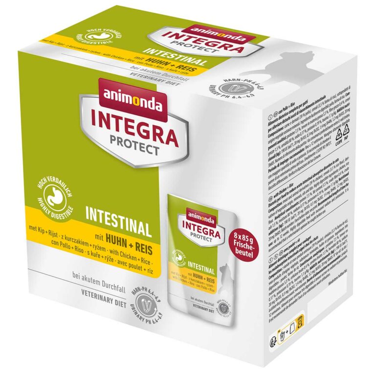 Günstig animonda INTEGRA PROTECT Intestinal Huhn & Reis 8x85g i mPreisvergleich in unserem Onlineshop auf Hundeliebe-shop.de kaufen.