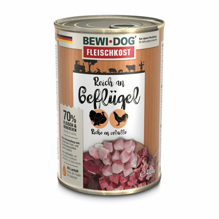 Günstig Bewi Dog Fleischkost Reich an Geflügel 6x400g i mPreisvergleich in unserem Onlineshop auf Hundeliebe-shop.de kaufen.