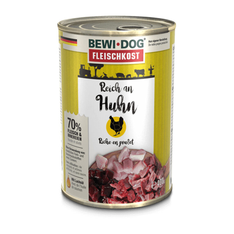 Günstig Bewi Dog Fleischkost Reich an Huhn 6x400g i mPreisvergleich in unserem Onlineshop auf Hundeliebe-shop.de kaufen.