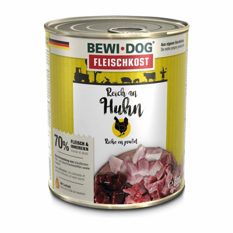 Günstig Bewi Dog Hunde-Fleischkost Reich an Huhn 6x800g i mPreisvergleich in unserem Onlineshop auf Hundeliebe-shop.de kaufen.