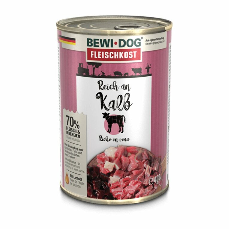 Günstig Bewi Dog Fleischkost Reich an Kalb 6x400g i mPreisvergleich in unserem Onlineshop auf Hundeliebe-shop.de kaufen.