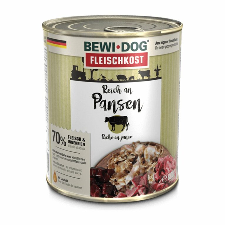 Günstig Bewi Dog Hunde-Fleischkost Reich an Pansen 6x800g i mPreisvergleich in unserem Onlineshop auf Hundeliebe-shop.de kaufen.
