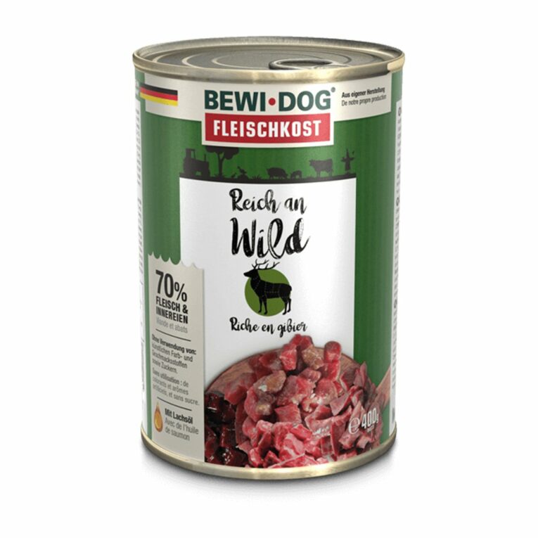 Günstig Bewi Dog Fleischkost Reich an Wild 6x400g i mPreisvergleich in unserem Onlineshop auf Hundeliebe-shop.de kaufen.