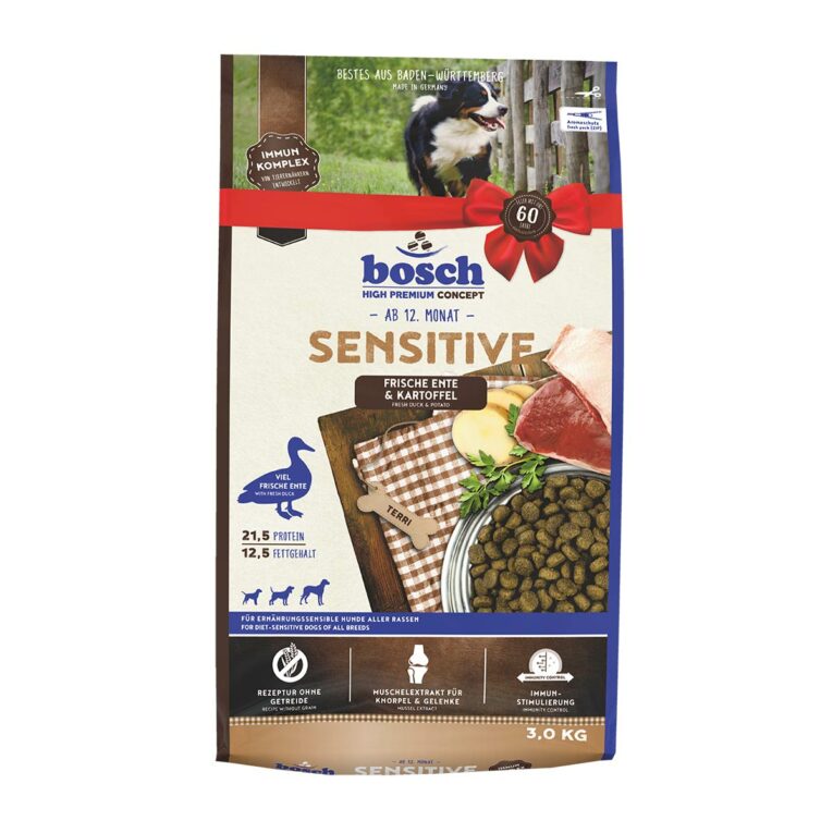 Günstig Bosch HPC Sensitive Ente & Kartoffel 3kg i mPreisvergleich in unserem Onlineshop auf Hundeliebe-shop.de kaufen.
