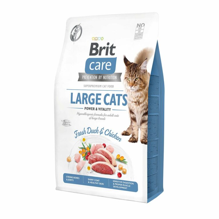 Günstig Brit Care GF Large Cats Power & Vitality 2kg i mPreisvergleich in unserem Onlineshop auf Hundeliebe-shop.de kaufen.