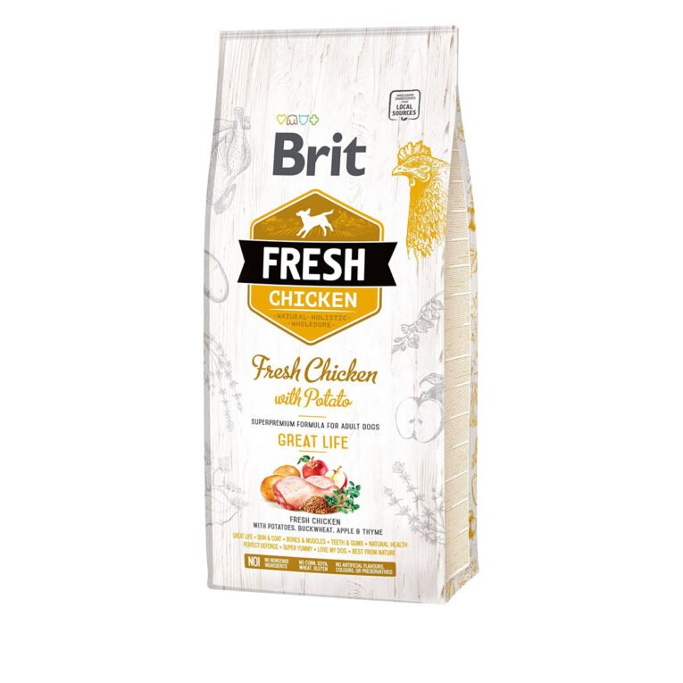 Günstig Brit Fresh Dog – Adult – Chicken – Great Life 12kg i mPreisvergleich in unserem Onlineshop auf Hundeliebe-shop.de kaufen.