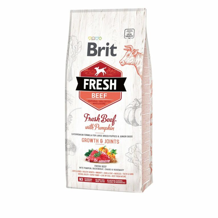 Günstig Brit Fresh Dog – Puppy & Junior Large Breed – Beef – Growth & Joints 12kg i mPreisvergleich in unserem Onlineshop auf Hundeliebe-shop.de kaufen.
