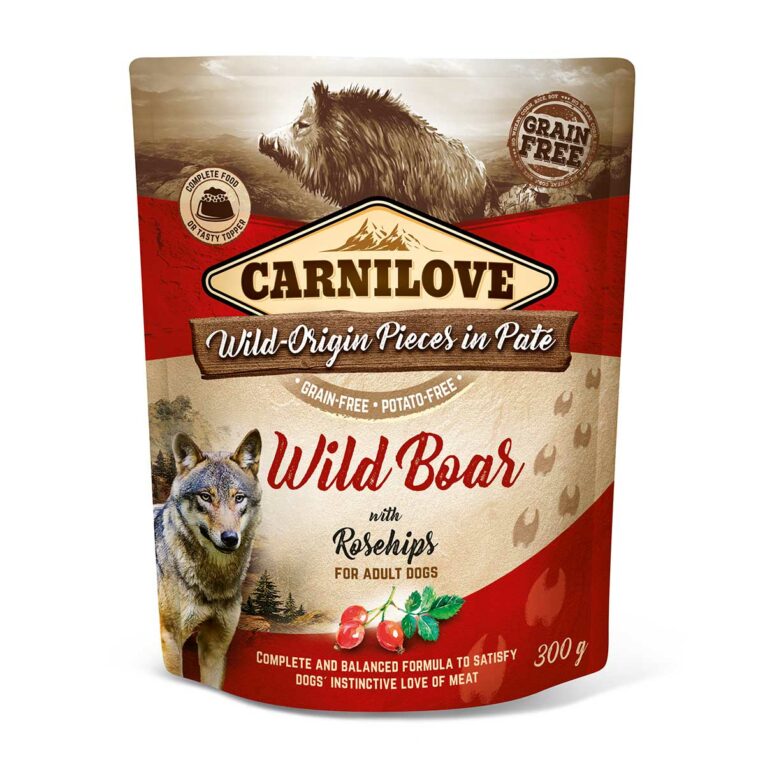 Günstig Carnilove Dog Pouch Paté – Wild Boar with Rosehips 12x300g i mPreisvergleich in unserem Onlineshop auf Hundeliebe-shop.de kaufen.