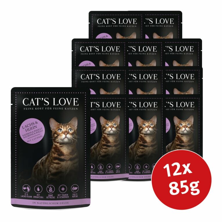 Günstig Cat’s Love Nassfutter Lachs & Huhn mit Petersilie & Lachsöl 12x85g i mPreisvergleich in unserem Onlineshop auf Hundeliebe-shop.de kaufen.