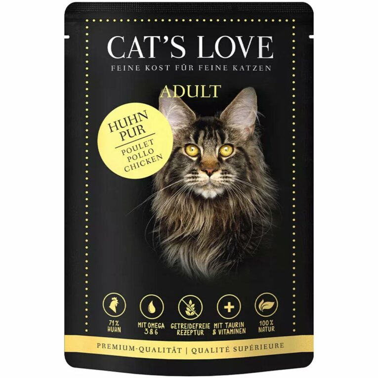 Günstig Cat’s Love Nassfutter Huhn Pur mit Leinöl & Brennnessel 12x85g i mPreisvergleich in unserem Onlineshop auf Hundeliebe-shop.de kaufen.