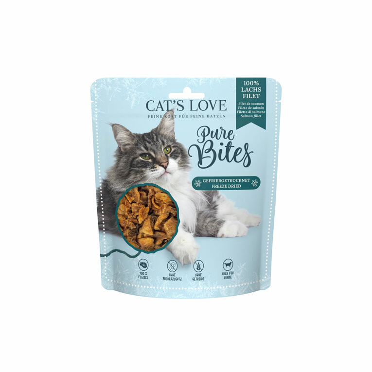 Günstig Cat’s Love Pure Bites Lachsfilet 50g i mPreisvergleich in unserem Onlineshop auf Hundeliebe-shop.de kaufen.