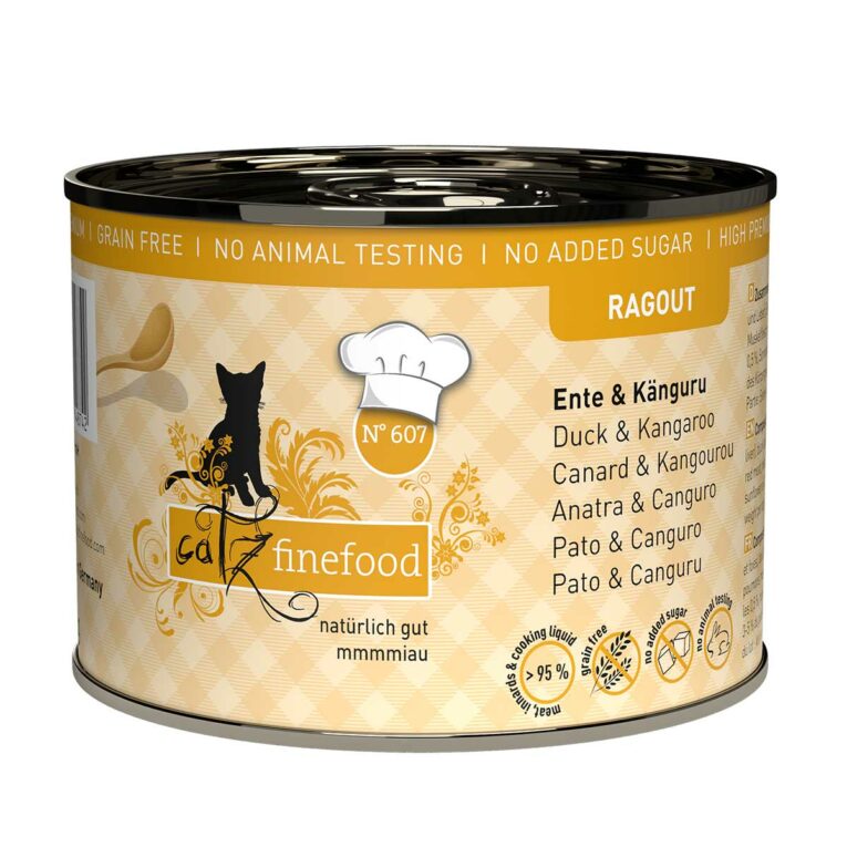 Günstig catz finefood Ragout No.607 Ente & Känguru 6x190g i mPreisvergleich in unserem Onlineshop auf Hundeliebe-shop.de kaufen.