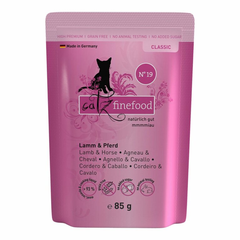Günstig catz finefood – No. 19 Lamm & Pferd 16x85g i mPreisvergleich in unserem Onlineshop auf Hundeliebe-shop.de kaufen.