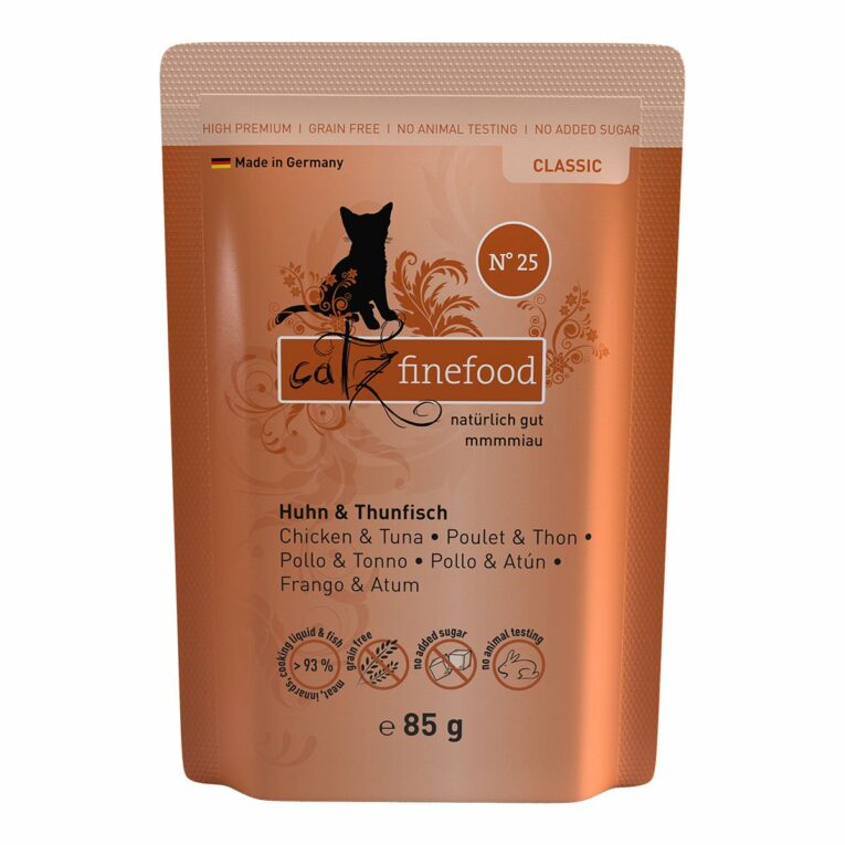 Günstig catz finefood – No. 25 Huhn & Thunfisch 16x85g i mPreisvergleich in unserem Onlineshop auf Hundeliebe-shop.de kaufen.