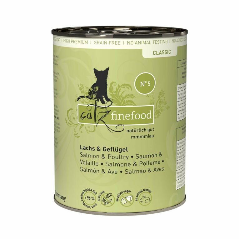 Günstig Catz Finefood Classic N° 5 – Lachs & Geflügel 6x400g i mPreisvergleich in unserem Onlineshop auf Hundeliebe-shop.de kaufen.
