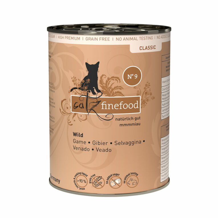 Günstig Catz Finefood Classic N° 9 – Wild 6x400g i mPreisvergleich in unserem Onlineshop auf Hundeliebe-shop.de kaufen.