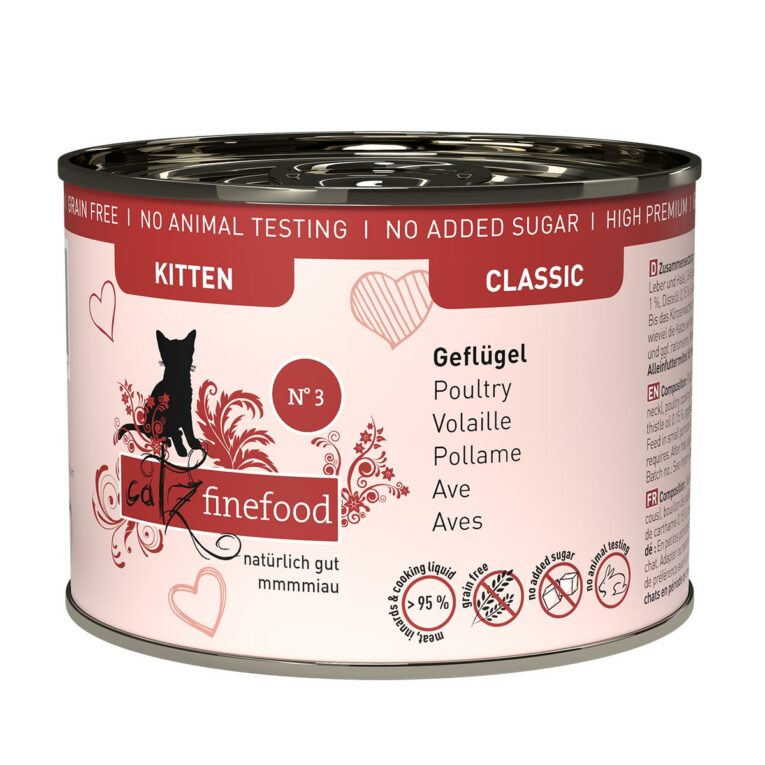 Günstig catz finefood Kitten No. 3 Geflügel 6x200g i mPreisvergleich in unserem Onlineshop auf Hundeliebe-shop.de kaufen.