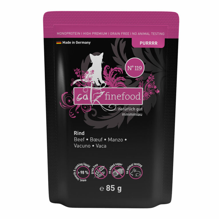Günstig catz finefood Purrrr No. 119 Rind 16×85 i mPreisvergleich in unserem Onlineshop auf Hundeliebe-shop.de kaufen.