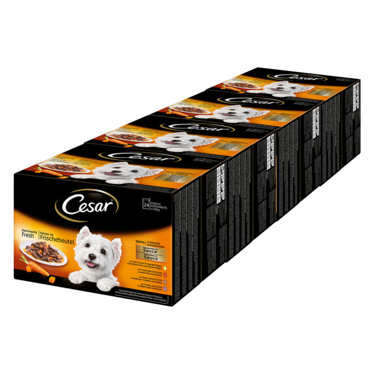 Günstig Cesar Feines im Frischebeutel Favoriten in Sauce 96x100g i mPreisvergleich in unserem Onlineshop auf Hundeliebe-shop.de kaufen.