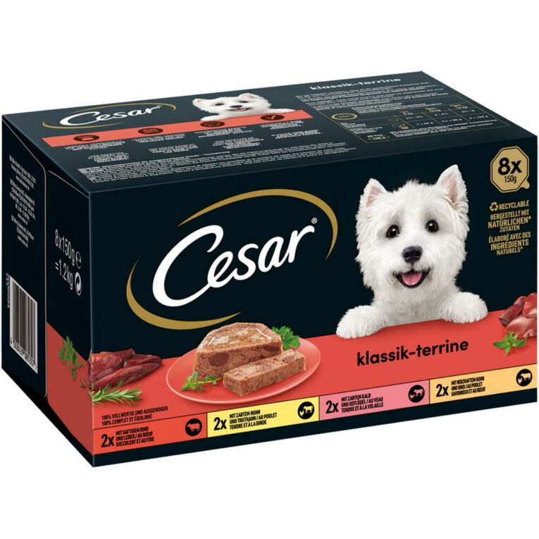 Günstig CESAR Klassik-Terrine 4 Varietäten 64x150g i mPreisvergleich in unserem Onlineshop auf Hundeliebe-shop.de kaufen.