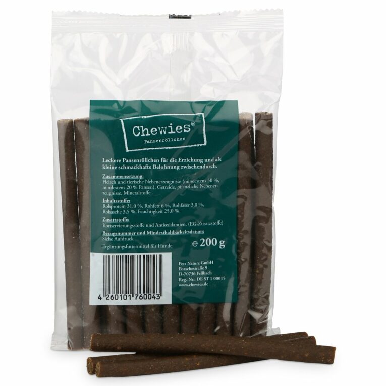 Günstig Chewies Pansenröllchen 200g i mPreisvergleich in unserem Onlineshop auf Hundeliebe-shop.de kaufen.