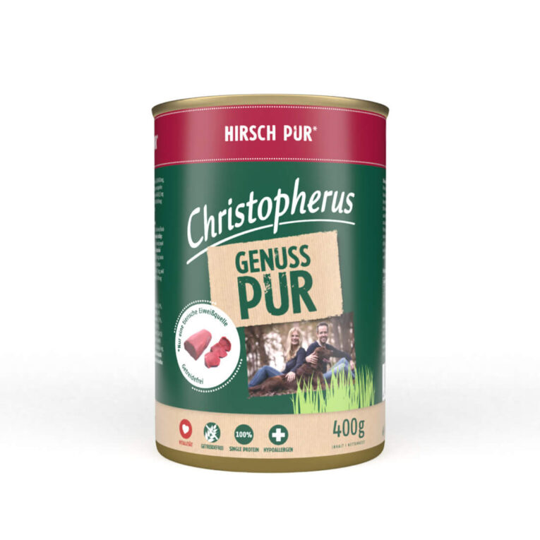 Günstig Christopherus Pur – Hirsch 24x400g i mPreisvergleich in unserem Onlineshop auf Hundeliebe-shop.de kaufen.