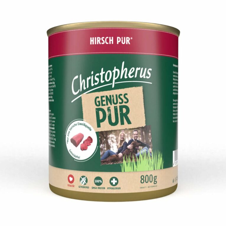Günstig Christopherus Pur – Hirsch 12x800g i mPreisvergleich in unserem Onlineshop auf Hundeliebe-shop.de kaufen.