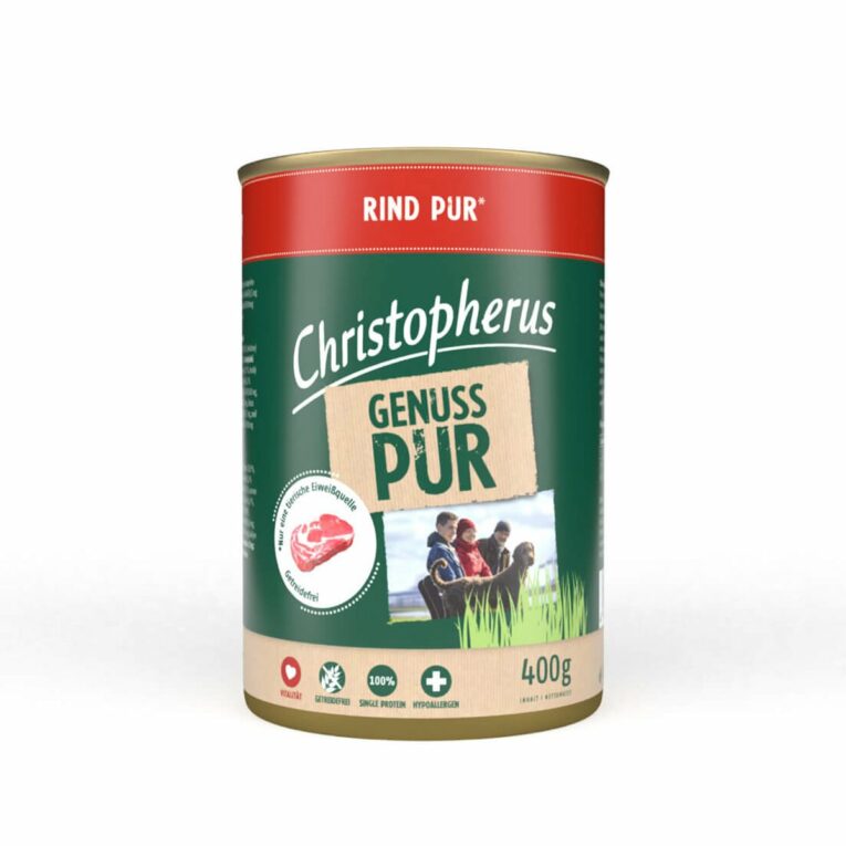 Günstig Christopherus Pur – Rind 24x400g i mPreisvergleich in unserem Onlineshop auf Hundeliebe-shop.de kaufen.